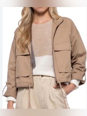 Blu Pepper Cropped Utility Jacket in Brown